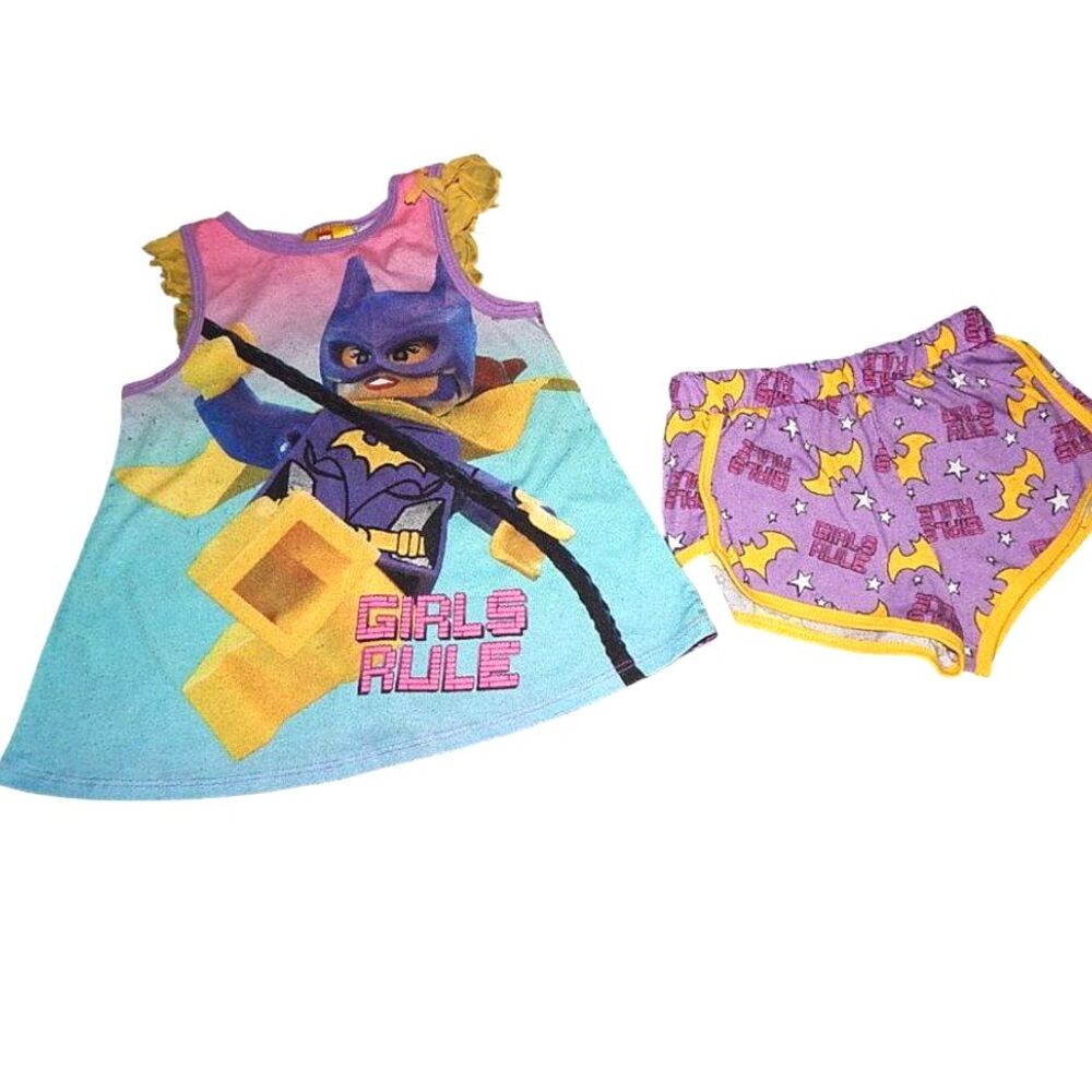 LEGO Batman Movie girls x-small 4/5 Batgirl purple yellow vintage pajama set